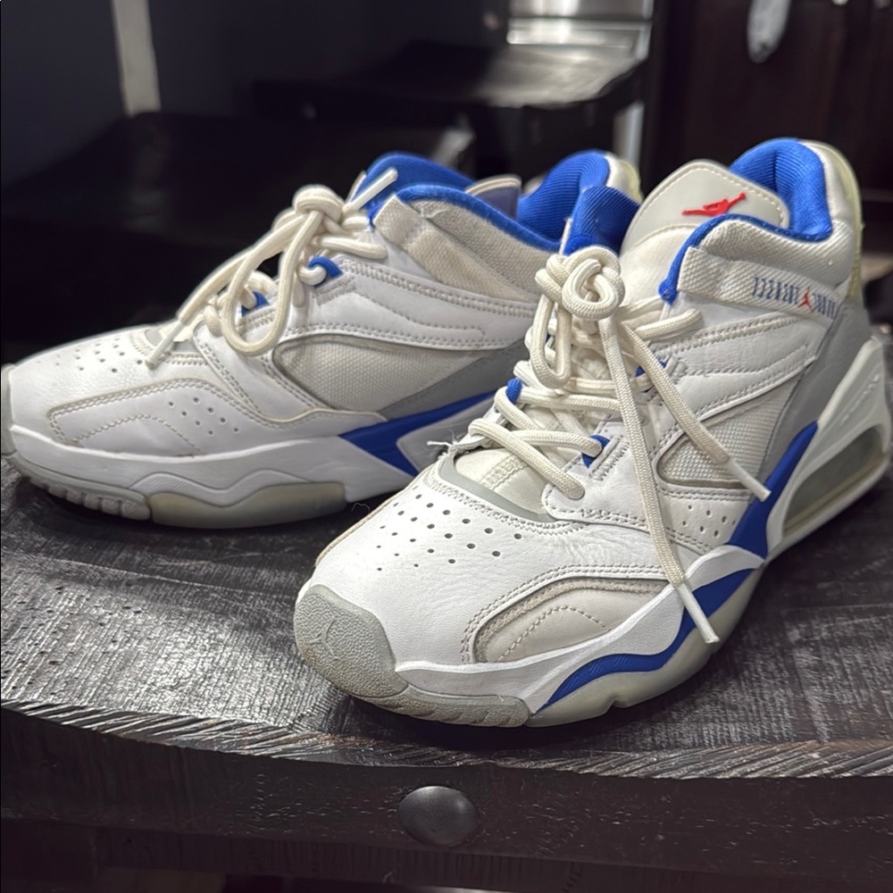 Men's White and Blue Athletic Shoes